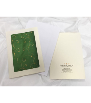 Zöld-arany inda mintás selyem képeslap