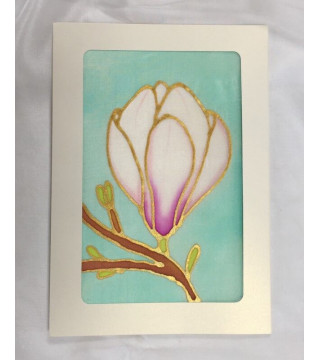Magnólia virág mintás selyem képeslap